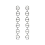 Sterling Silver 1.0 Cttw Diamond Oval Design Dangle Earrings