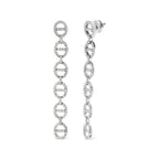 Sterling Silver 1.0 Cttw Diamond Oval Design Dangle Earrings