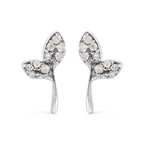 925 Sterling Silver 1/16ct TDW Diamond Leaf Earrings