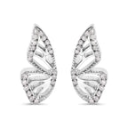.925 Sterling Silver 1/6ct TDW Diamond Butterfly Earrings