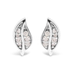 .925 Sterling Silver Diamond Accent Leaf Stud Earrings