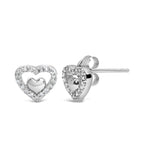 925 Sterling Silver 1/6 Cttw Diamond Open Double Heart Stud Earrings (I-J Color, I3 Clarity)