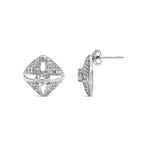 .925 Sterling Silver 1.0 Cttw Diamond Studded Rhombus Stud Earring (H-I Color, I2-I3 Clarity)