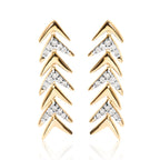 18K Yellow Gold Plated .925 Sterling Silver 1/5 Cttw Diamond Chevron Arrow Stud Earring (I-J Color, I2-I3 Clarity)