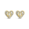 .925 Sterling Silver 1/2 Cttw Round and Baguette Diamond Composite Heart Shaped Stud Earring (I-J Color, SI2-I1 Clarity)