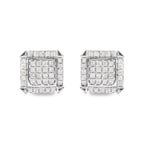 10K White Gold 1 1/10 Cttw Princess Diamond Composite and Halo Stud Earrings (I-J Color, I1-I2 Clarity)