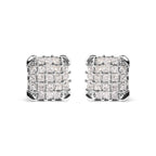 10K White Gold 3/4 Cttw Princess Diamond Composite Open Frame Stud Earrings (I-J Color, I1-I2 Clarity)