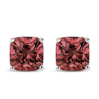 14K White Gold 1 1/2 Cttw Lab Grown Pink Cushion 4-Prong Set Classic Diamond Solitaire Stud Earrings (Pink Color, VS1-VS2 Clarity)