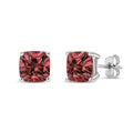 14K White Gold 1 1/2 Cttw Lab Grown Pink Cushion 4-Prong Set Classic Diamond Solitaire Stud Earrings (Pink Color, VS1-VS2 Clarity)