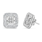 10K White Gold 1.00 Cttw Diamond Composite and Halo Stud Earrings (I-J Color, I1-I2 Clarity)