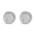 .925 Sterling Silver 3/4 Cttw Diamond Composite and Halo Stud Earrings (H-I Color, SI1-SI2 Clarity)