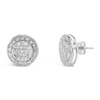 .925 Sterling Silver 3/4 Cttw Diamond Composite and Halo Stud Earrings (H-I Color, SI1-SI2 Clarity)