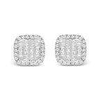 10K White Gold Invisible Set 1/2 Cttw Diamond Composite and Halo Stud Earrings (H-I Color, I1-I2 Clarity)
