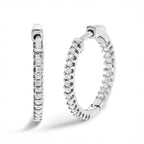 .925 Sterling Silver 1/2 Cttw Princess Diamond Inside Out Hoop Earrings (G-H Color, VS2-SI1 Clarity)