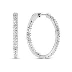 14K White Gold 1.0 Cttw Princess Diamond Inside Out Hoop Earrings (H-I Color, I1-I2 Clarity) - 23 MM