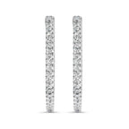 925 Sterling Silver 1.0 Cttw Princess Diamond Inside Out Hoop Earrings (I-J Color, I1-I2 Clarity) - 23 MM