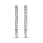 14K White Gold 1.0 Cttw Princess Diamond Inside Out Hoop Earrings (H-I Color, I1-I2 Clarity) - 23 MM