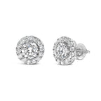 14K White Gold 3.0 Cttw Lab-Grown Diamond Hidden Halo Stud Earrings