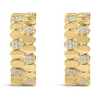 14K Yellow Gold Plated .925 Sterling Silver 3/8 Cttw Diamond Pave Pear Link J Hoop Earrings (H-I Color, I1-I2 Clarity)