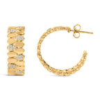 14K Yellow Gold Plated .925 Sterling Silver 3/8 Cttw Diamond Pave Pear Link J Hoop Earrings (H-I Color, I1-I2 Clarity)