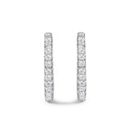 14K White Gold 2.00 Cttw Princess Diamond Inside Out Hoop Earrings