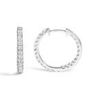 14K White Gold 3.00 Cttw Princess Diamond Inside Out Hoop Earrings