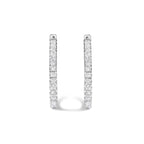 14K White Gold 3.00 Cttw Princess Diamond Inside Out Hoop Earrings