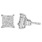 Sterling Silver 1/2 Cttw Princess Diamond Composite Square Stud Earrings