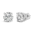 14K White Gold 4.0 Cttw Round Lab Grown Diamond Solitaire Stud Earrings with Screw Backs