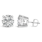 14K White Gold 4.0 Cttw Round Lab Grown Diamond Solitaire Stud Earrings with Screw Backs