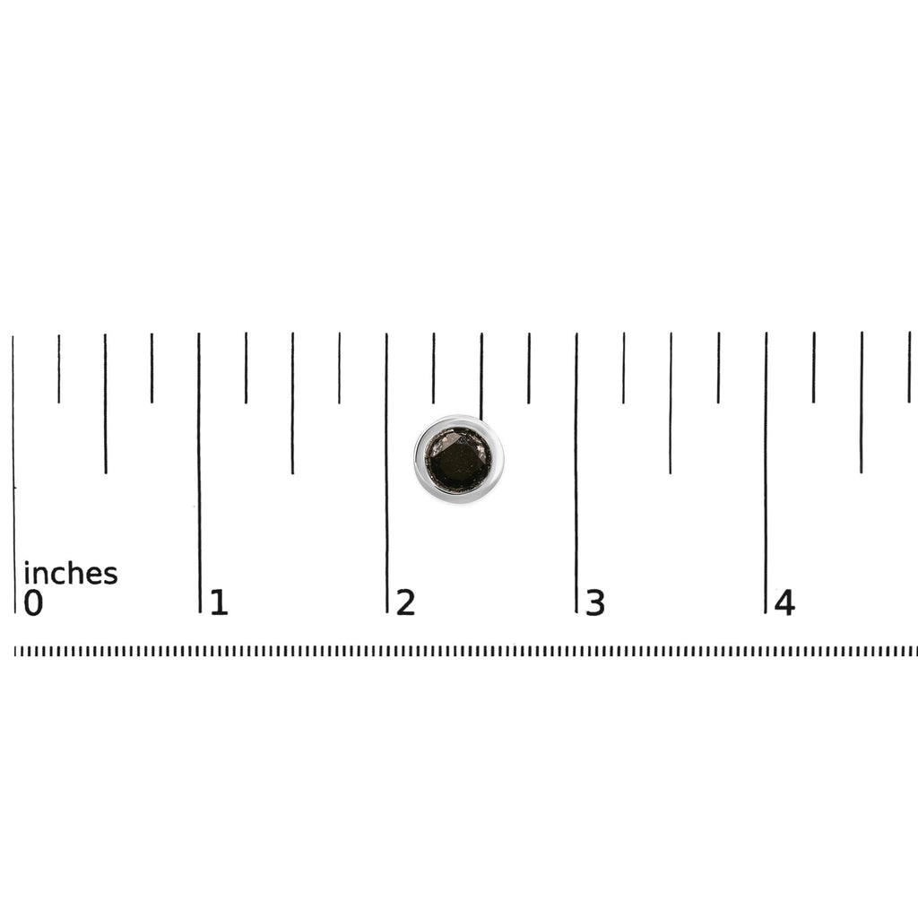 .925 Sterling Silver Round Brilliant-Cut Black Diamond Bezel-Set Stud Earrings with Screw Backs (Fancy Color-Enhanced, I2-I3 Clarity)