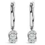 Sterling Silver 1/2 Cttw Lab Grown Diamond Floral Cluster Drop Earrings