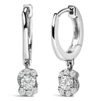 Sterling Silver 1/2 Cttw Lab Grown Diamond Floral Cluster Drop Earrings