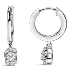 Sterling Silver 1/2 Cttw Lab Grown Diamond Floral Cluster Drop Earrings