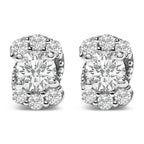 Sterling Silver 1/3 Cttw Lab Grown Diamond Halo Swirl Stud Earrings