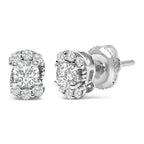Sterling Silver 1/3 Cttw Lab Grown Diamond Halo Swirl Stud Earrings