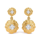 14K Yellow Gold Plated Sterling Silver 1/2 Cttw Lab Grown Diamond Rose Motif Drop Earrings