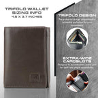 Mens RFID Wallet - Extra Capacity Leather Trifold 7 slot with ID Window