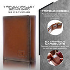 Mens RFID Wallet - Extra Capacity Leather Trifold 7 slot with ID Window