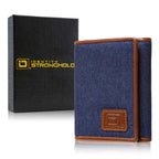 Mens RFID Wallet - Extra Capacity Leather Trifold 7 slot with ID Window