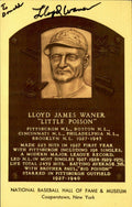 Lloyd Waner HOF Pittsburgh Pirates d.1982 Signed/Auto HOF Plaque Postcard 162496