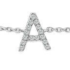 10K White Gold Diamond Accent "A" Initial Charm and Link Bracelet