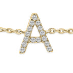 10K Yellow Gold Diamond Accent "A-Z" Initial Charm and Link Bracelet