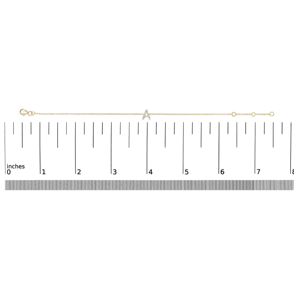 10K Yellow Gold Diamond Accent "A-Z" Initial Charm and Link Bracelet