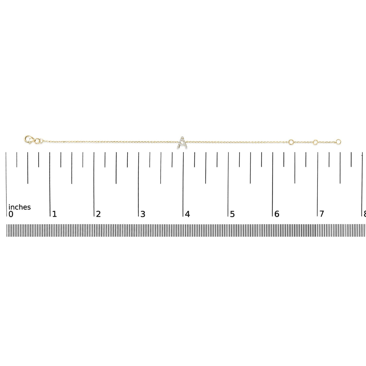 10K Yellow Gold Diamond Accent "A-Z" Initial Charm and Link Bracelet