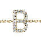 10K Yellow Gold Diamond Accent "A-Z" Initial Charm and Link Bracelet