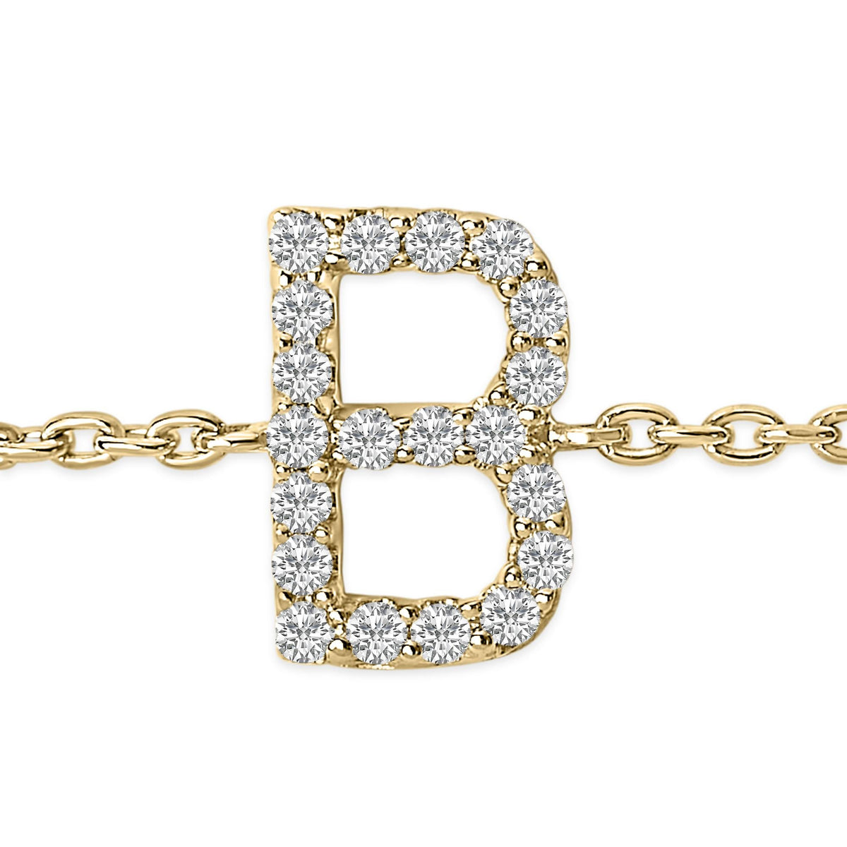 10K Yellow Gold Diamond Accent "A-Z" Initial Charm and Link Bracelet