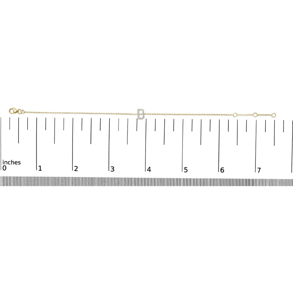 10K Yellow Gold Diamond Accent "A-Z" Initial Charm and Link Bracelet