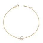 10K Yellow Gold Diamond Accent "A-Z" Initial Charm and Link Bracelet