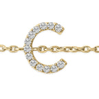 10K Yellow Gold Diamond Accent "A-Z" Initial Charm and Link Bracelet